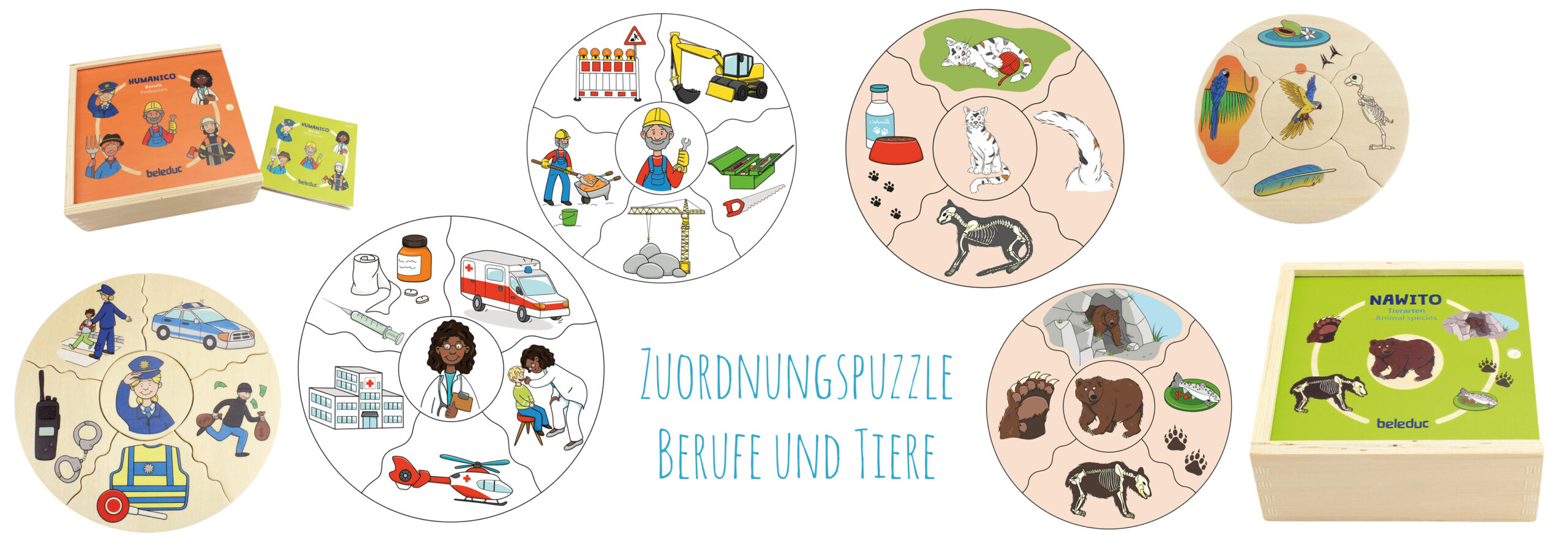 Corinna Arauner - beleduc Lernspielwaren - Zuordnungspuzzle Beruf und Tiere